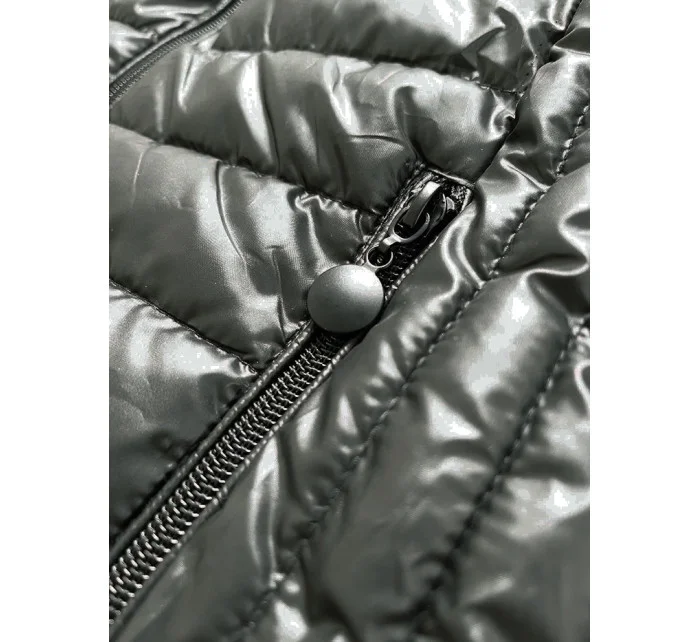 Dámska khaki vesta so stojatým golierom (B8233-11)