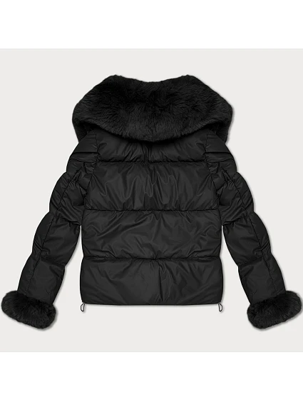 Černá dámská péřová bunda s límcem model 21393885 - S'WEST Černá dámská péřová bunda s límcem model 21393885 - S'WEST