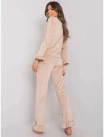 Dámske velúrové pyžamo s dlhým rukávom Goodlookin beige (7394)