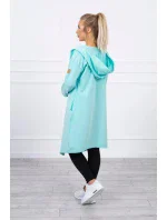 Dlouhý kabát s kapucí mátový Dlouhý kabát s kapucí mátový