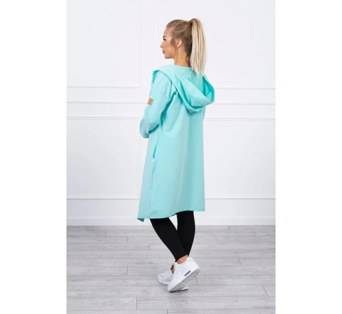 Dlouhý kabát s kapucí mátový Dlouhý kabát s kapucí mátový