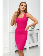 Súprava blúzka + pruhované šaty fuchsiová
