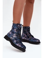 Botki Damskie Ocieplane W Kwiaty Artiker 57C1052 Granatowe Botki Damskie Ocieplane W Kwiaty Artiker 57C1052 Granatowe