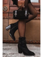 Botki Kowbojki Damskie Na Słupku Eko Zamszowe Czarne Carissa