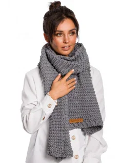 Dlhý zimný šál s nášivkou s logom BK041 - šedá - BE