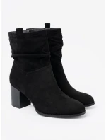Trendy černé  kotníčkové boty dámské na širokém podpatku