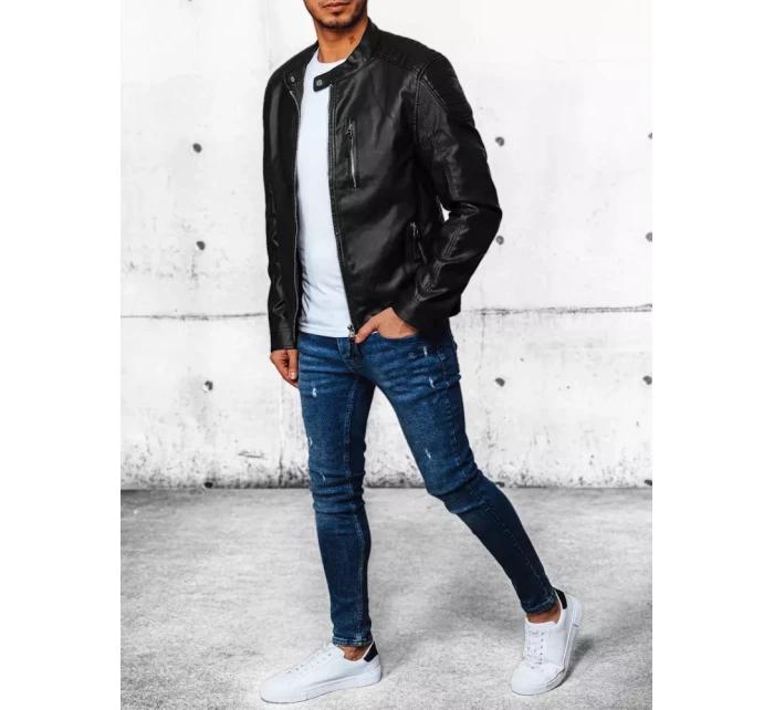 Pánská kožená bunda černá model 21968053 - Dstreet Pánská kožená bunda černá model 21968053 - Dstreet
