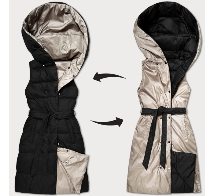 Čierno-béžová obojstranná páperová vesta Minority (P3-6016-1+62)