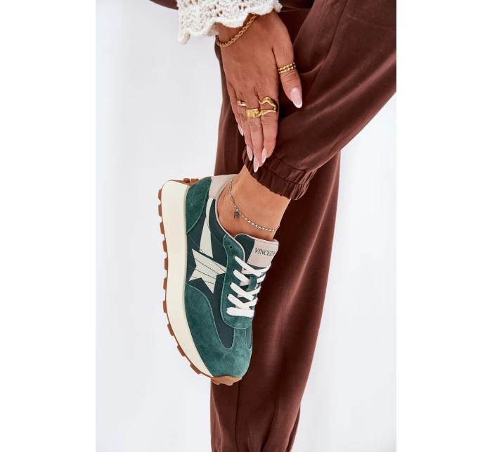 Dámské Sportovní Boty Z Semiše Na Platformě model 21686705 Zelené - VINCEZA