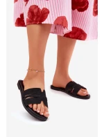 Dámské Pantofle Na Plochém Podpatku S Eko Semišové Černé model 21688641 - Boto