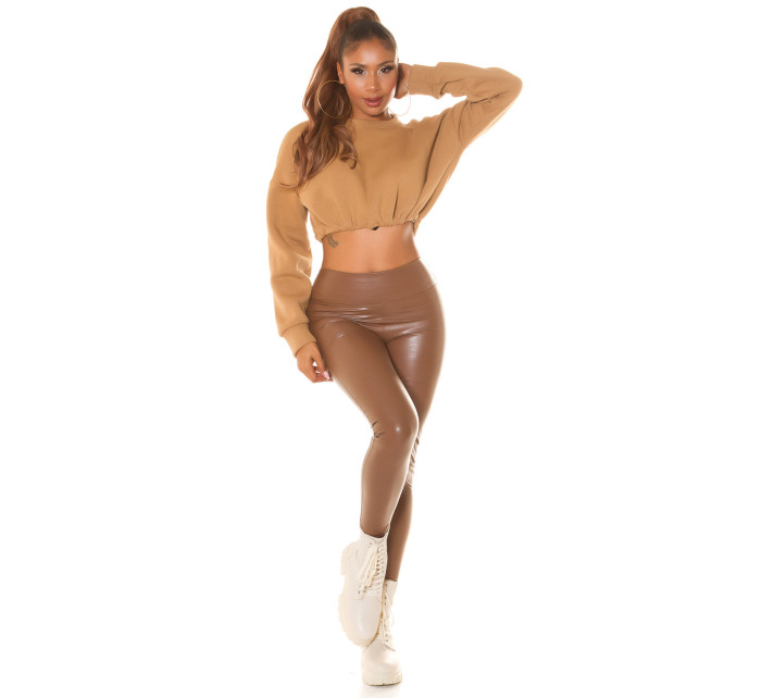 Sexy imitation leather croco look thermal leggings