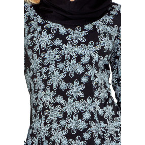Dámske voľnočasové šaty NUMOCO s dlhým rukávom a rolákom krátke čierne - Čierna / S - Numoco