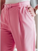 Ležérní dámské plisované kalhoty s páskem pink Dstreet model 21985778 - FashionStreet
