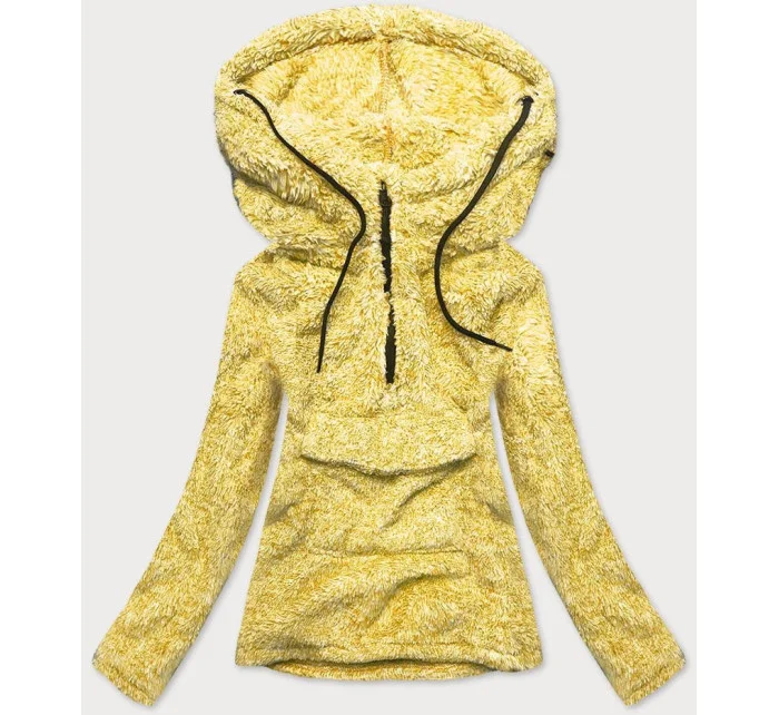 Žltá melanžovej plyšová dámska mikina (HH008)