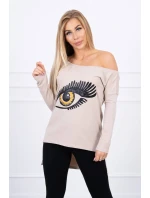 Halenka s potiskem a delšími zády béžová Halenka s potiskem a delšími zády béžová