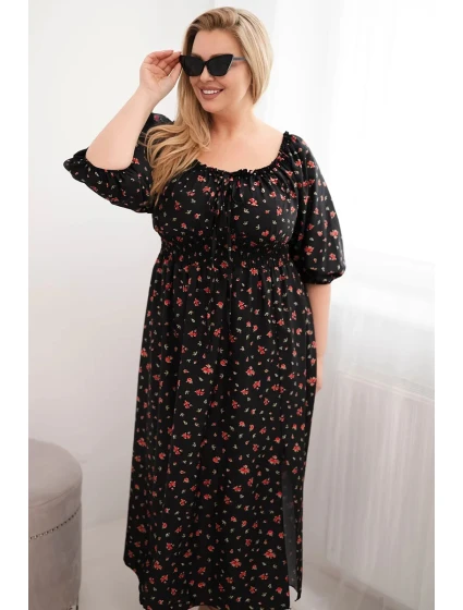 Dámske Plus veľkosť sukne so šnúrkou výstrih a elastickým pásom čierna