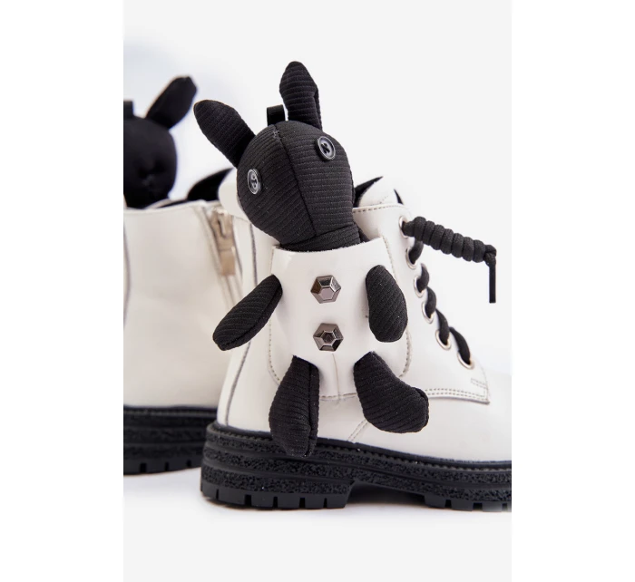 Kožené Zateplené Dětské Boty Na Zip S Bílé model 21675604 - VINCEZA