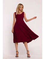 S424 Fit & flare šaty - bordové