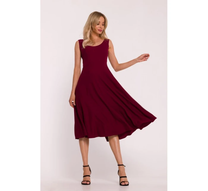 S424 Fit & flare šaty - bordové