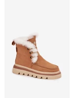 Dámske snehule z prírodného semišu Lee Cooper - camel