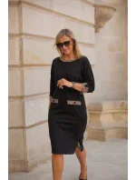 Denné šaty M416 - čierno-hnedé - La Aurora