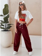 Dámské tepláky s širokými nohavicemi PREMIUM bordó Dstreet model 21988139 - FashionStreet