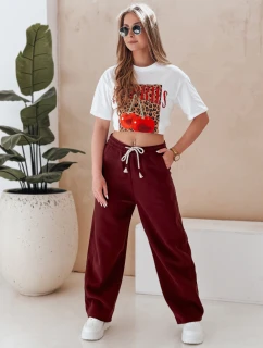 Dámské tepláky s širokými nohavicemi PREMIUM bordó Dstreet model 21988139 - FashionStreet