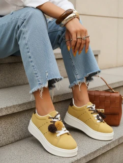 Dámske tenisky na platforme žlté FashionStreet ZY1417