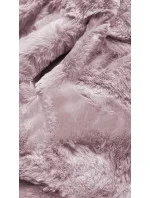 KURTKA DAMSKA FUTRO Z KAPTUREM PUDROWO RÓŻOWA (BR9741-81)