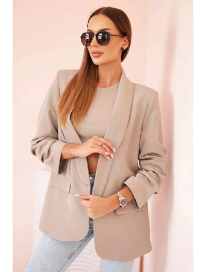 Bunda s klopami elegantná tmavobéžová Bunda s klopami elegantná tmavobéžová