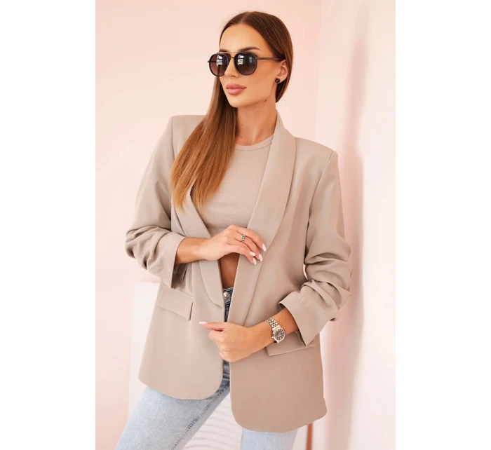 Bunda s klopami elegantná tmavobéžová Bunda s klopami elegantná tmavobéžová