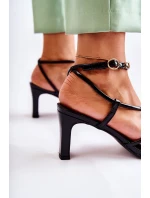 Klasyczne Lakierowane Sandały Na Obcasie Czarne Milani Klasyczne Lakierowane Sandały Na Obcasie Czarne Milani