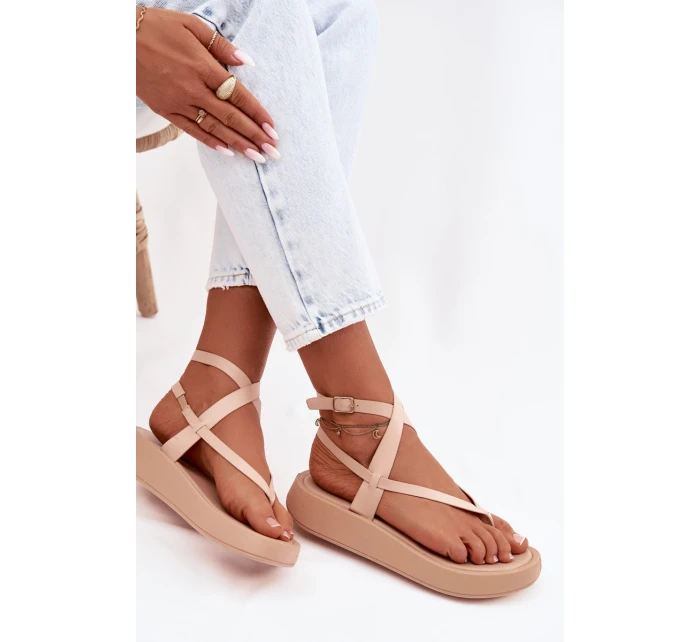 Dámské sandály na platformě Béžové model 22038413 - Boto