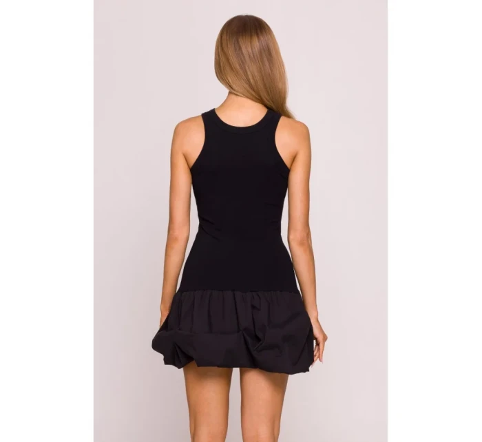 M863 Šaty Bubble hem racer - čierne