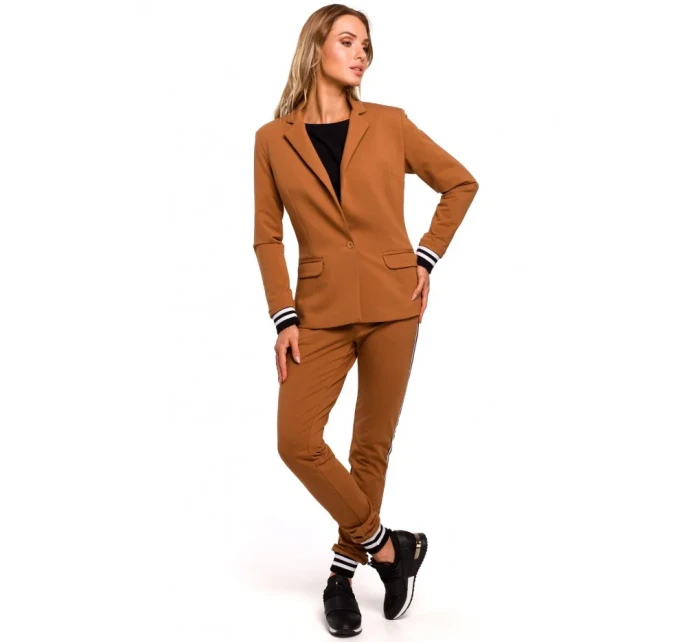 M459 Blejzer s pruhovanými rebrovanými manžetami - čierny