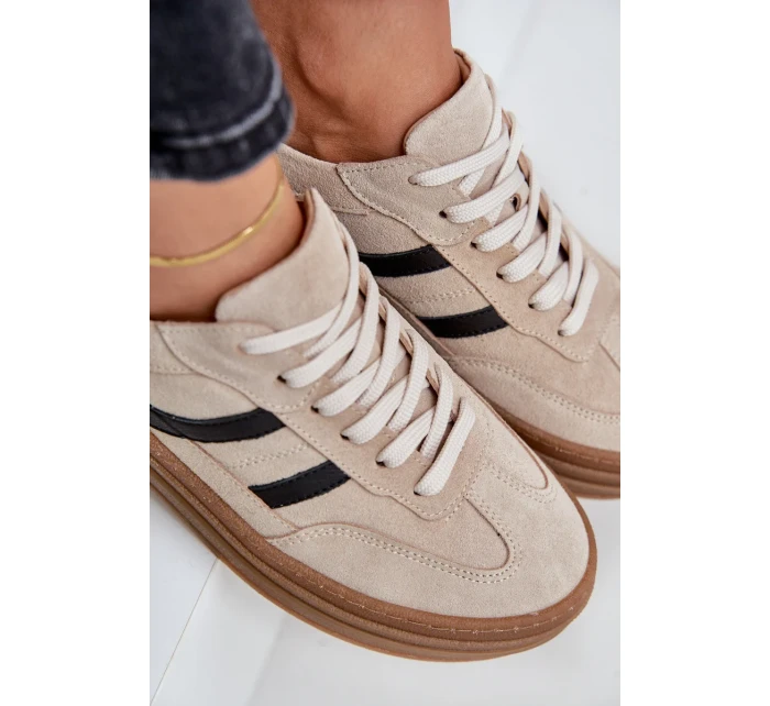 Zazoo N1176 Semišové tenisky na platforme béžová Zazoo N1176 Semišové tenisky na platforme béžová
