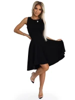 575-1 Jedinečné šaty s dlhším chrbtom - ČIERNE 575-1 Jedinečné šaty s dlhším chrbtom - ČIERNE