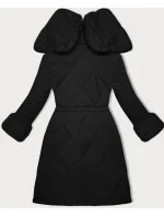 Way Mode prešívaná zimná bunda s kožušinou čierno-čierna (WD202308)