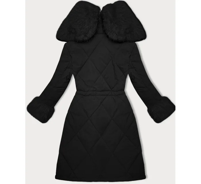 Way Mode prešívaná zimná bunda s kožušinou čierno-čierna (WD202308)