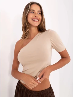 Damski tshirt na jedno beżowy model 21224443 - Factory Price