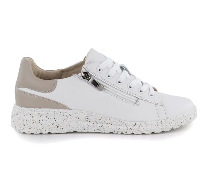 Dámske kožené poltopánky so zipsom biele Potocki JE19402