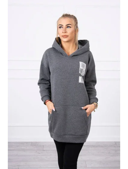Mikina s kapucňou a nášivkami grafitová