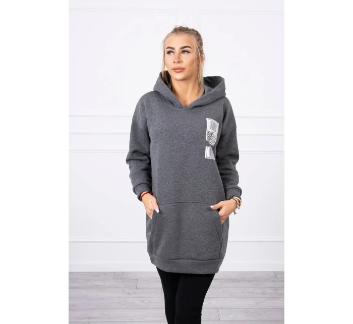 Mikina s kapucňou a nášivkami grafitová