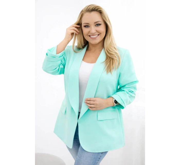Dámske sako Plus Size Elegant Light Mint Dámske sako Plus Size Elegant Light Mint
