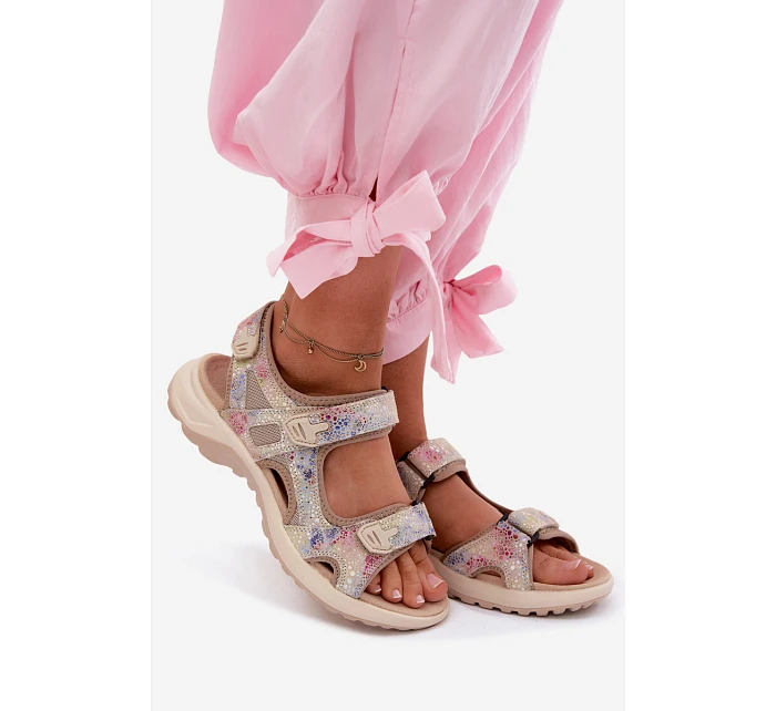 Kožené vzorované dámské sandály v sportovním stylu model 22123198 - EVENTO