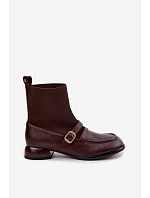 Kožené kotníkové boty s Hnědé model 22368313 - Maciejka Kožené kotníkové boty s Hnědé model 22368313 - Maciejka