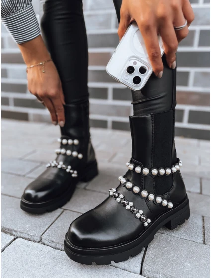 Dámske perlové čižmy CALLA black FashionStreet ZY0396