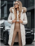 Dámská prošívaná zimní bunda s kožešinou ecru Dstreet model 21994864 - FashionStreet Dámská prošívaná zimní bunda s kožešinou ecru Dstreet model 21994864 - FashionStreet
