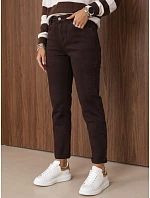 Jeansy damskie z wysokim stanem mom fit brązowe FashionStreet UY3224