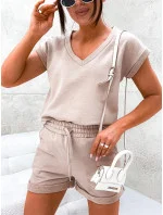 Béžová dámska letná bavlnená súprava (VE87)